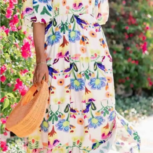 Vibrant Floral Midi Dress - Picture 3 of 3